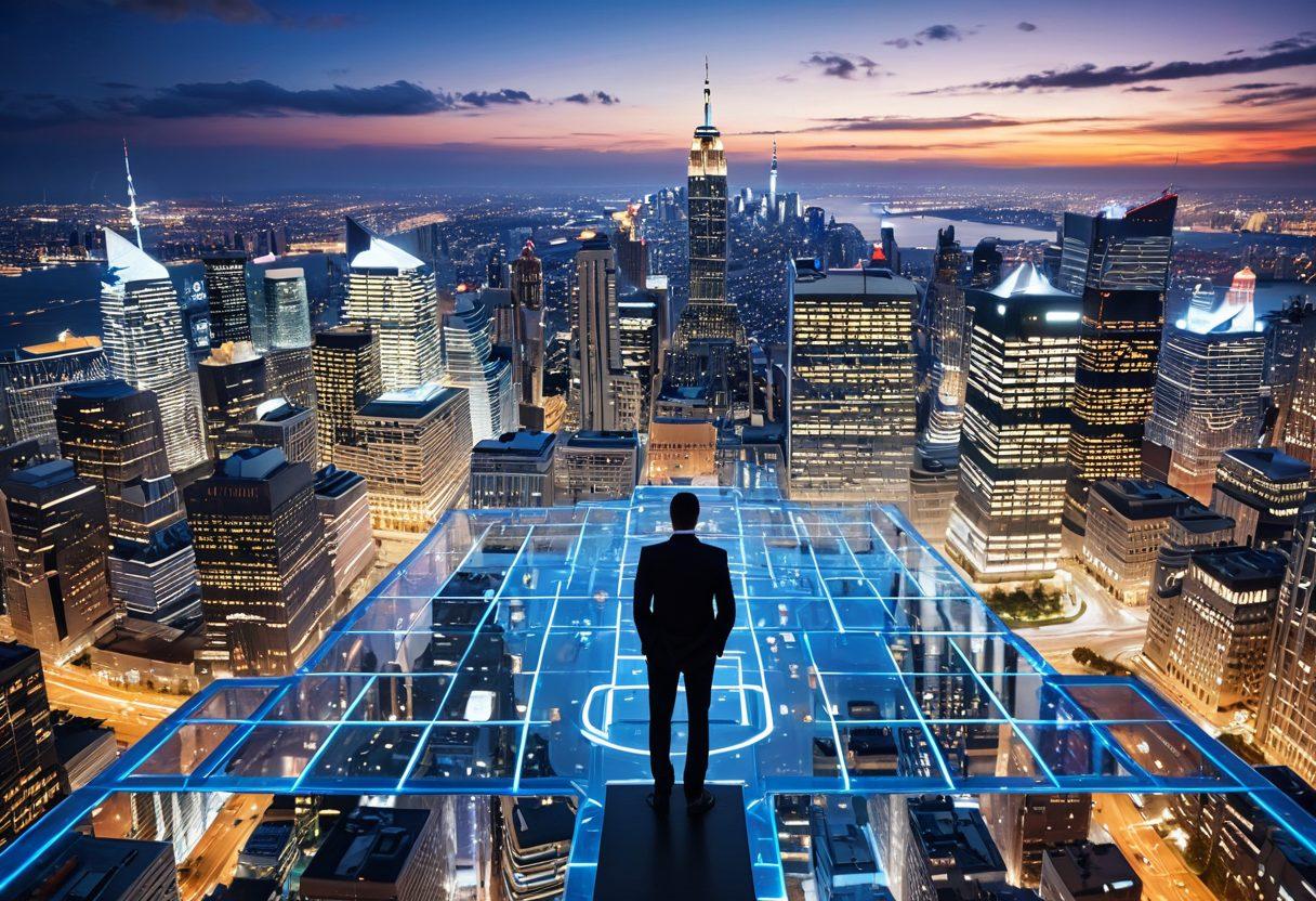 A professional advisor guiding a diverse group of clients through a transparent maze that symbolizes the complex insurance landscape, with each segment featuring icons of various insurance types (health, auto, home). In the background, a bright city skyline represents growth and stability. The atmosphere is optimistic and collaborative, showcasing digital tools and a consultation table. super-realistic. vibrant colors. 3D.